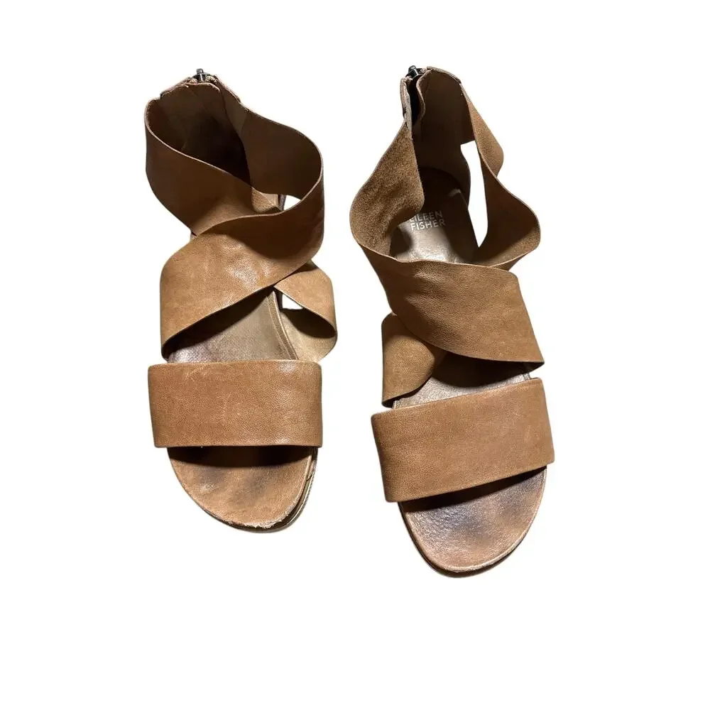 Eileen Fisher Sport Tumbled Leather Sneaker Sandals 11 $195